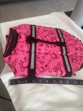 Pink Paw Print Reflective Dog Life Jacket Vest